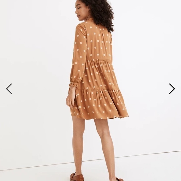 Madewell Tie-Neck Tiered Mini Dress in Bloom Dot ND169 - Picture 3 of 4
